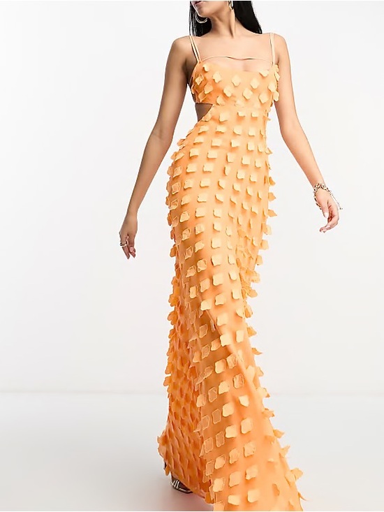 ASOS Dresses & Skirts - Elegant Peach Appliqué Maxi Dress with Spaghetti Straps